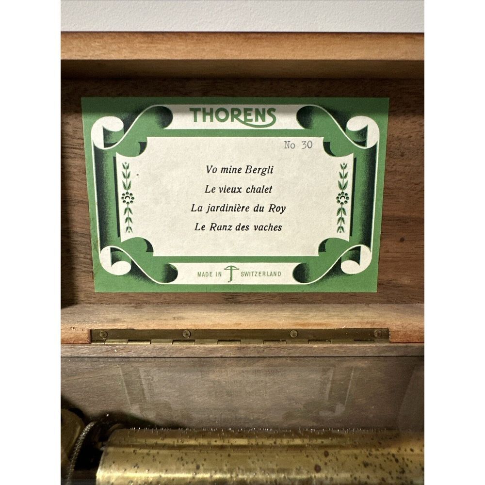 Vintage Thorens Music Box With 4 Songs. Works Excellent. In Excellent Condition